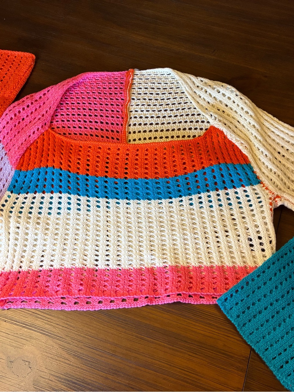Lightweight Striped Open-Knit Sweater - Multicolor